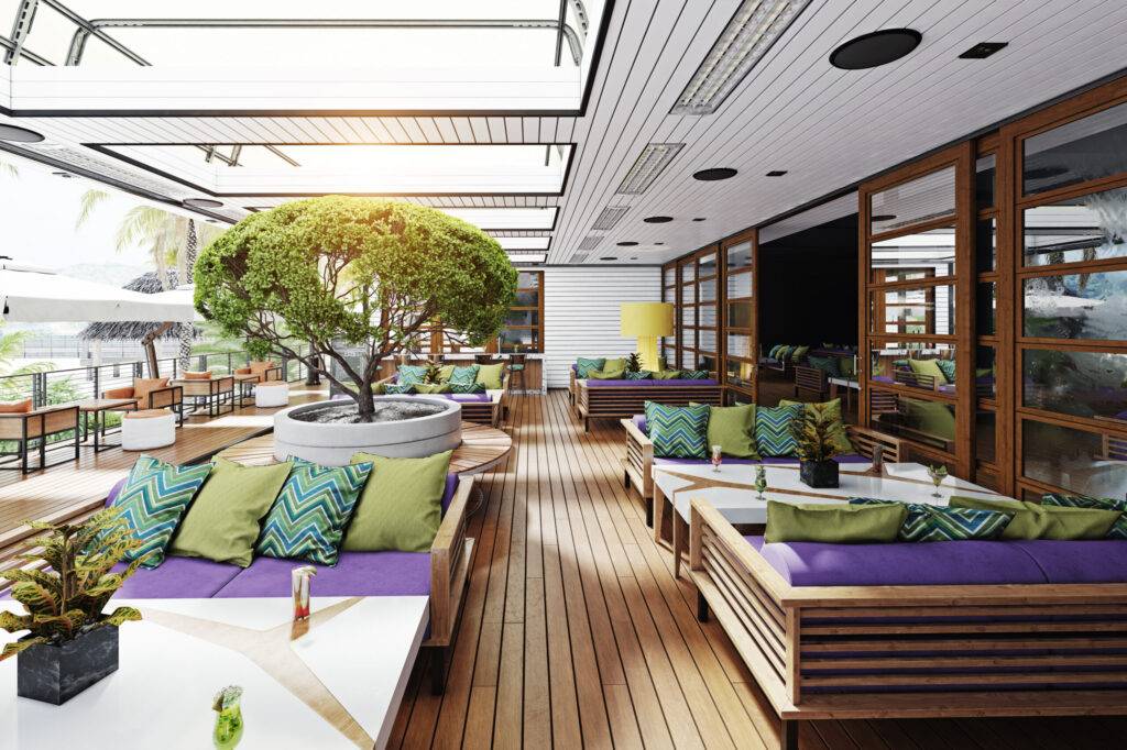 modern terrace cafe at the beach
