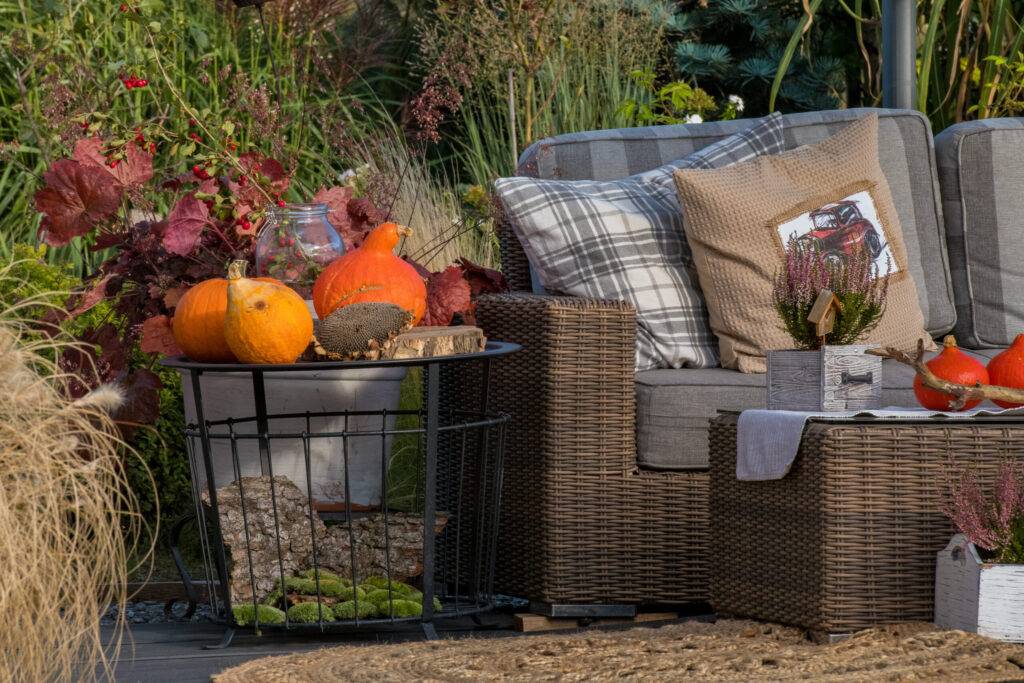 Beautiful garden and tarrace Beautiful garden and tarrace with cozy seating and pillows and cushions