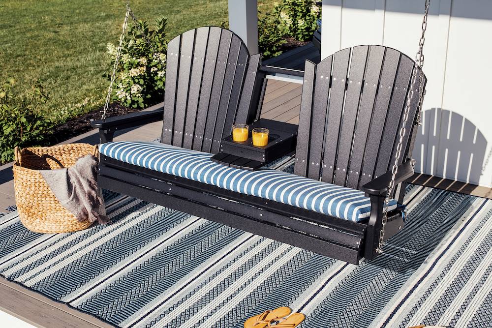 5-Adirondack-Poly-Swing-Black-1 adirondack porch swing with seating cushion